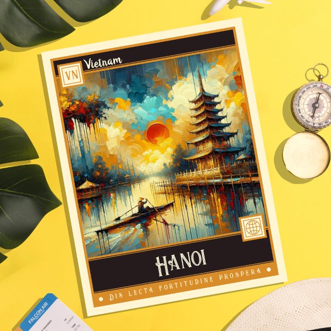 Hanoi, Vietnam | Måla Vintage Vykort (Skapare uppladdad)