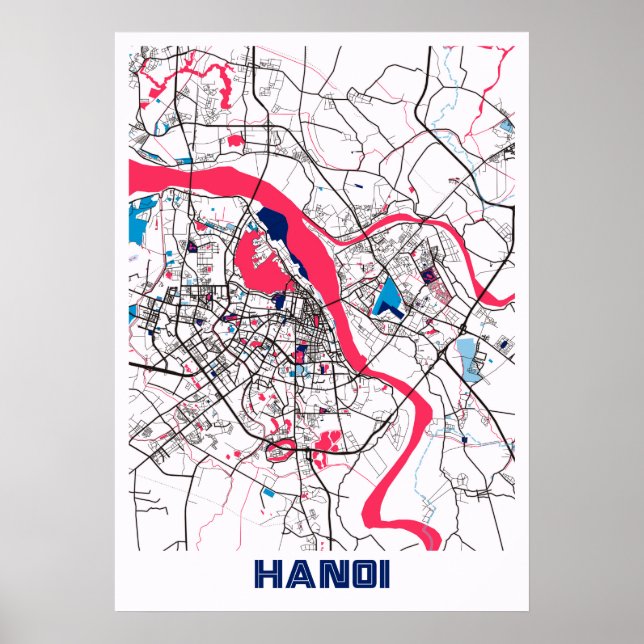 Hanoi - Vietnam MilkTea City Karta Poster (Framsidan)