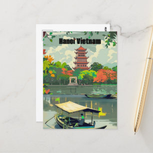 Hanoi Vietnam Postcard Art, Hanoi, Vietnam Travel Vykort