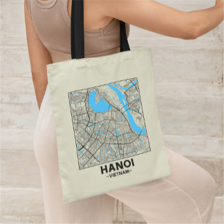 Hanoi, Vietnam, Stadskartor Totebag Tygkasse