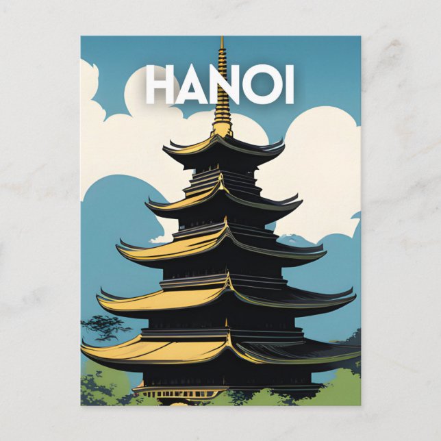 Hanoi Vietnam Travel Poster Vykort (Framsida)