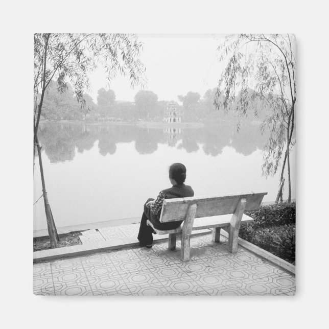 Hanoi Vietnam, Utsikt över Hoan Kiem-sjön (NR) Magnet (Framsidan)