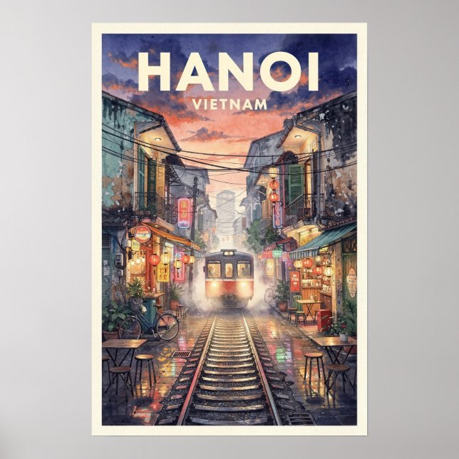 Hanoi Vietnam Vintage Resa Poster (Framsidan)