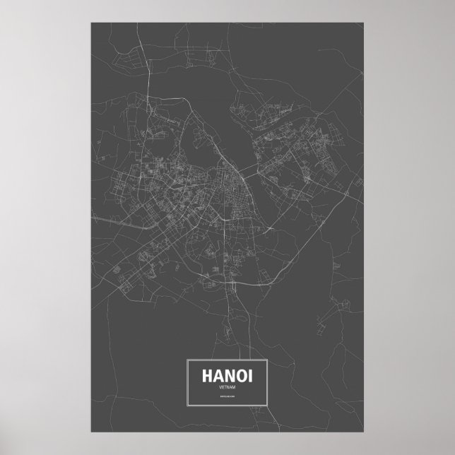 Hanoi, Vietnam (vit på svart) Poster (Framsidan)