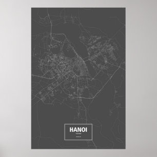 Hanoi, Vietnam (vit på svart) Poster