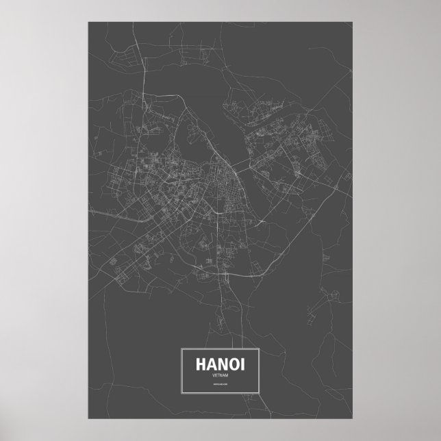 Hanoi, Vietnam (vit på svart) Poster (Framsidan)