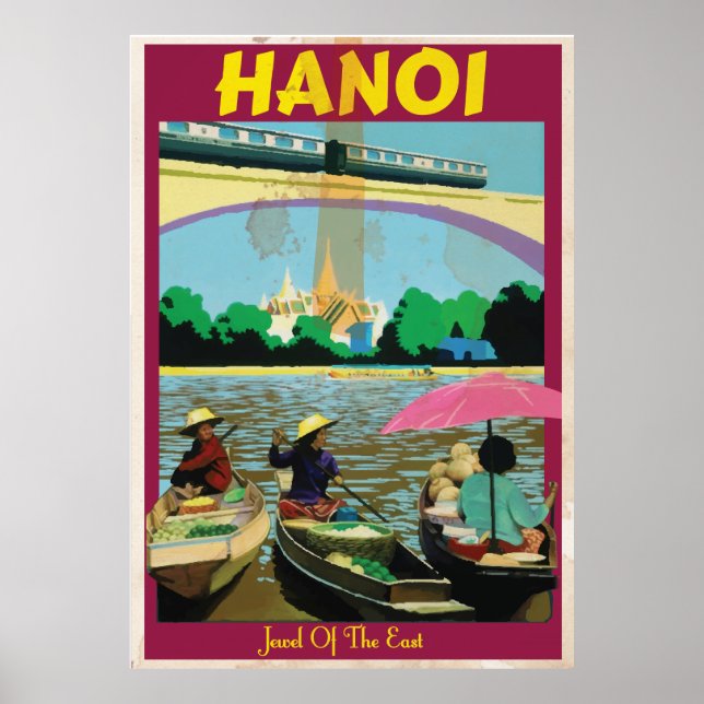 Hanoi vintage reseaffisch poster (Framsidan)