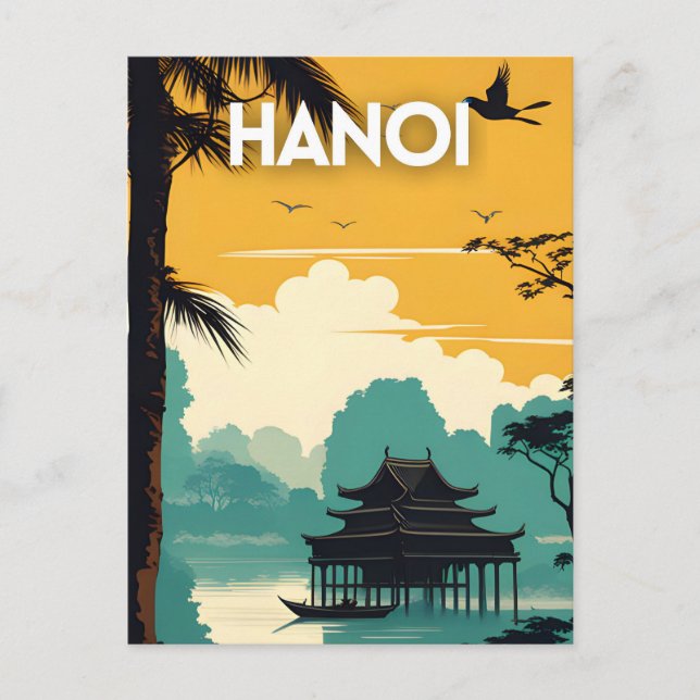 Hanoi Vintage Resemapposters Vykort (Framsida)