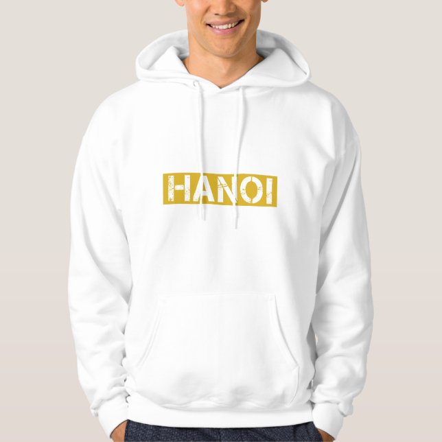 Hanoi vintage text gelblich  hoodie (Framsida)