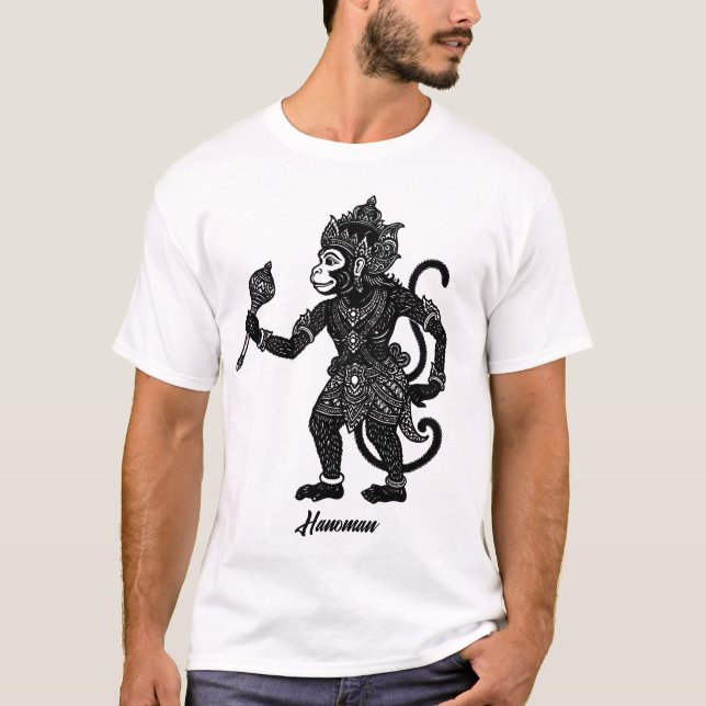 Hanoman Wayang Kulit Dockskugga  T Shirt (Framsida)
