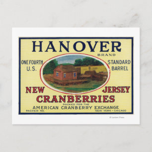 Hanover Brand Cranberry Label Vykort