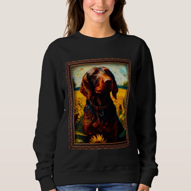 Hanoverian Scenthound Painting Sunflower Flower Mo T Shirt (Framsida)