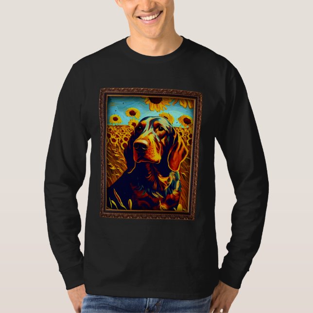 Hanoverian Scenthound Painting Sunflower Flower Mo T Shirt (Framsida)