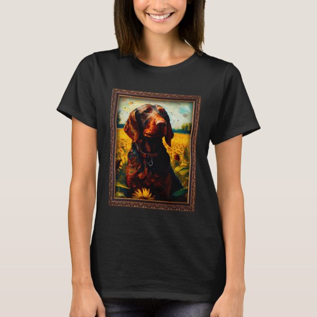 Hanoverian Scenthound Painting Sunflower Flower Mo T Shirt (Framsida)