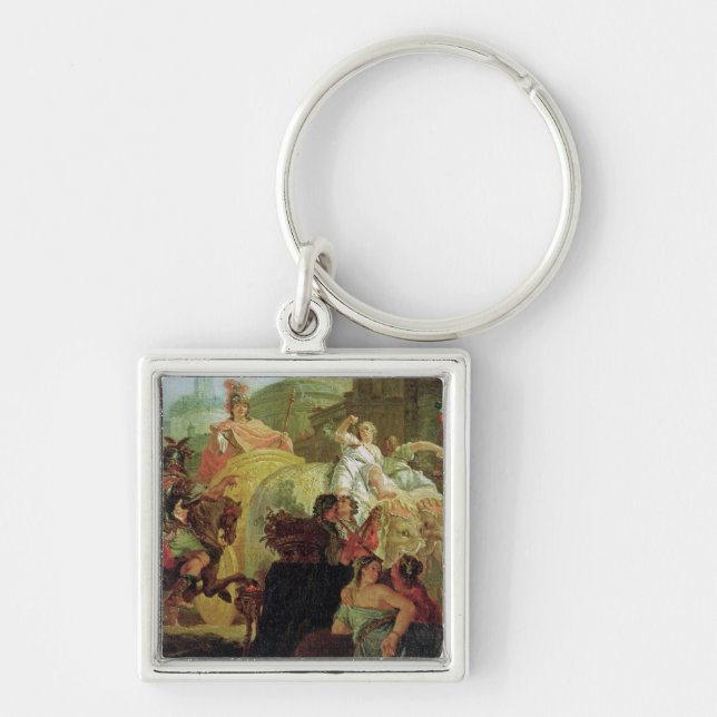 Hänrycka av Alexander underbaren Fyrkantig Silverfärgad Nyckelring (Framsidan)