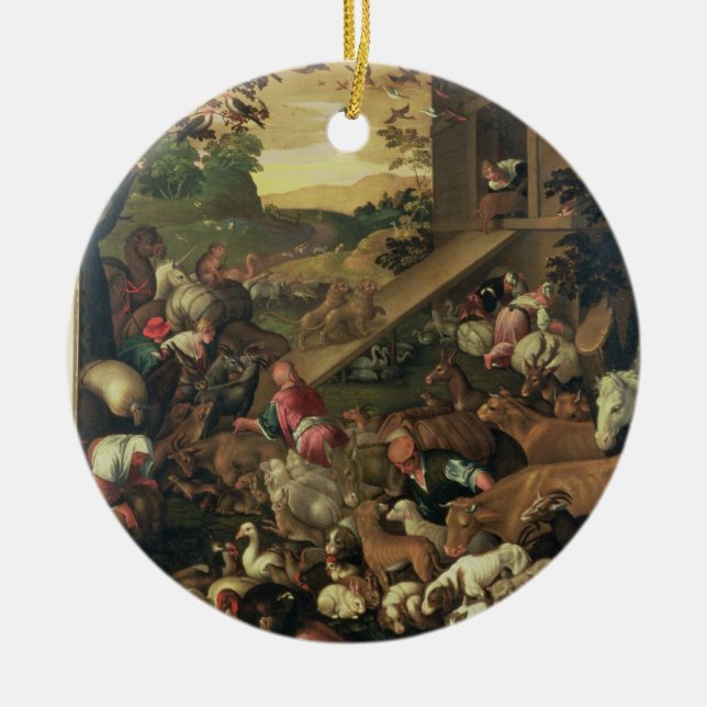 Hänrycka av djuren in i ark julgransprydnad keramik (Framsidan)