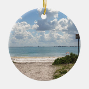 Hänrycka till den Sanibel stranden Julgransprydnad Keramik