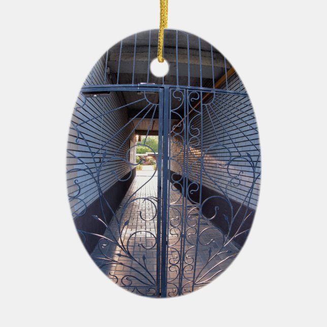 Hänrycka till hyreshusen julgransprydnad keramik (Framsidan)