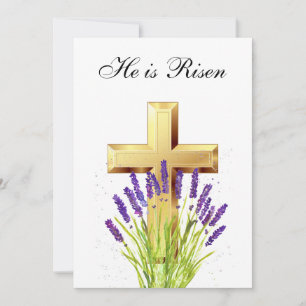Hans är Risen Watercolor Påsk Lavender Kor Inbjudningar