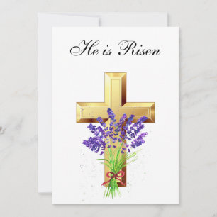 Hans är Risen Watercolor Påsk Lavender Kor Inbjudningar