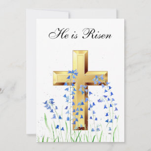 Hans är Risen Wildblomma Påsk Bluebells Kor Inbjudningar