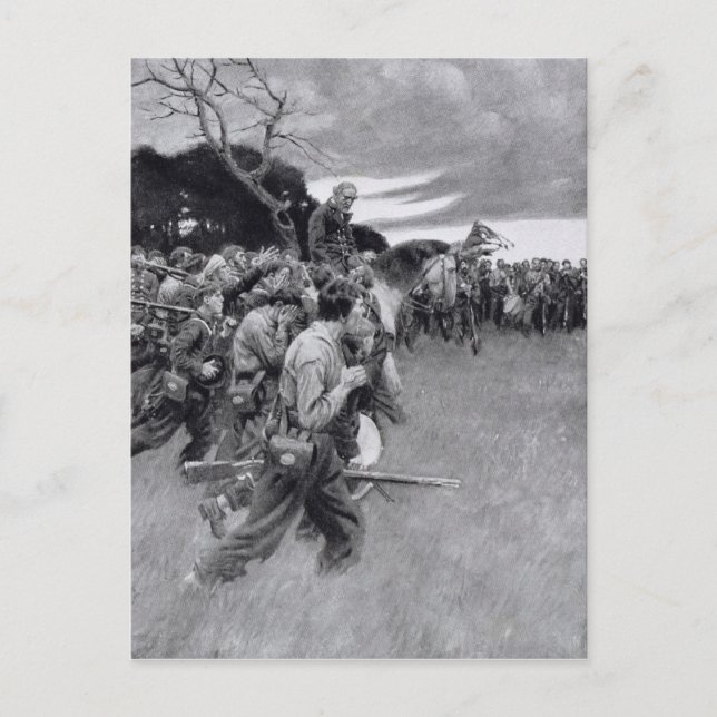 Hans armé fattiga upp vädret och sobbningen" vykort (Framsida)