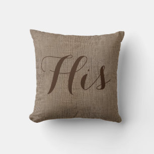 Hans Burlap-look Rustic Bröllop Keepsaké Hans/Hers Kudde