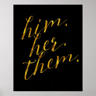 Hans familj citerar Guld Faux Foil Poster