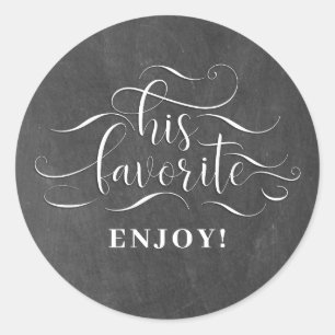 Hans favorit - Chalkboard Wedding Favor Runt Klistermärke