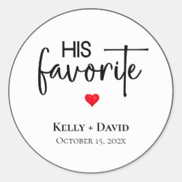 Hans favoritbröllop-favoritpåhitt för Treat Bags Runt Klistermärke