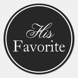 "Hans Favorite" Bröllop Sticker Black and White Runt Klistermärke