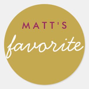 "Hans favoritsnack Magenta Guld" Runt Klistermärke