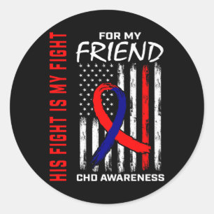 Hans Fight Friend Chd Awareness American Flagga Gr Runt Klistermärke