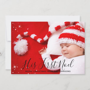 Hans första Noel Baby första julfoto Julkort
