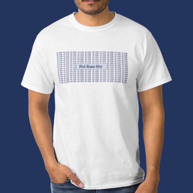 Hans Gender Pronounces i Blue Repeat T Shirt (Skapare uppladdad)
