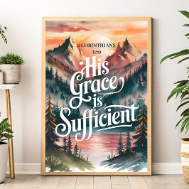 Hans Grace är tillräcklig - Christian Wall Art Poster