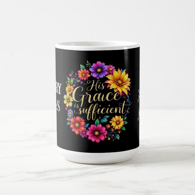 Hans Grace är tillräckligt inspirerande bibelverse Kaffemugg (Center)