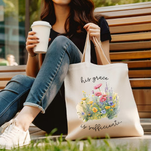 Hans Grace är tillräckligt med Elegant Wildblomma Tygkasse