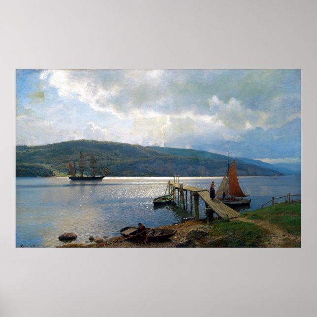 Hans Gude Jetty vid Feste Near Moss Poster (Framsidan)