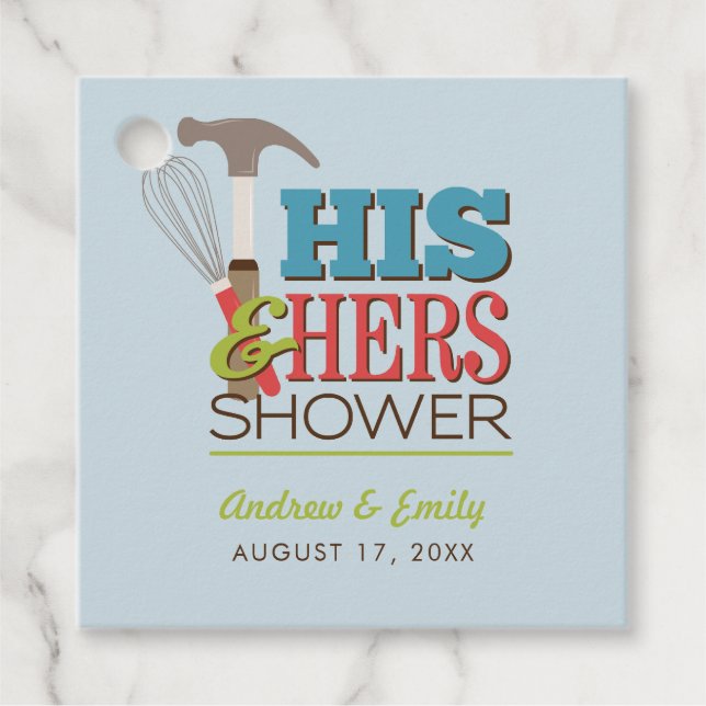 Hans & Hennes Hammer Viska Par Slutar Gåvor Etiketter (Framsida)