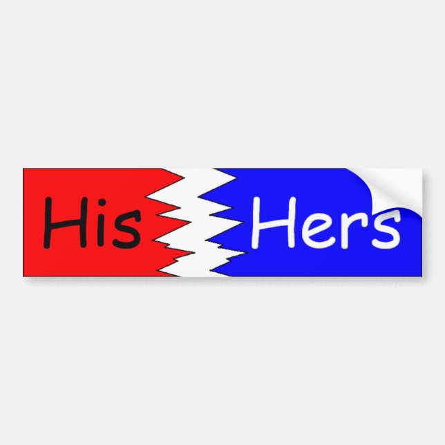 Hans & hennes, rött & blått bildekal (Framsidan)