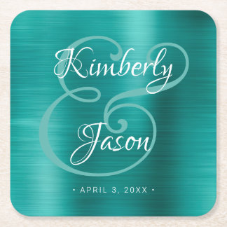 Hans/hennes skript Namn, Brygstat Grönt Metall Brö Underlägg Papper Kvadrat