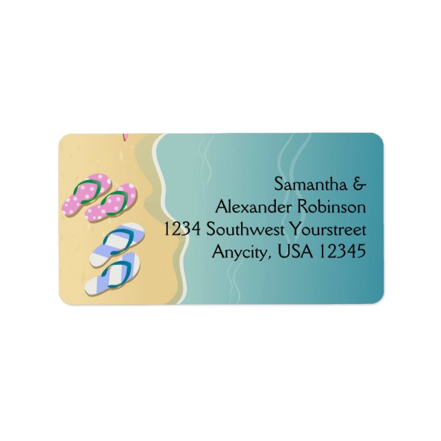 Hans/Hers Flinflip flops på Beach Wedding Adressetikett (Framsidan)
