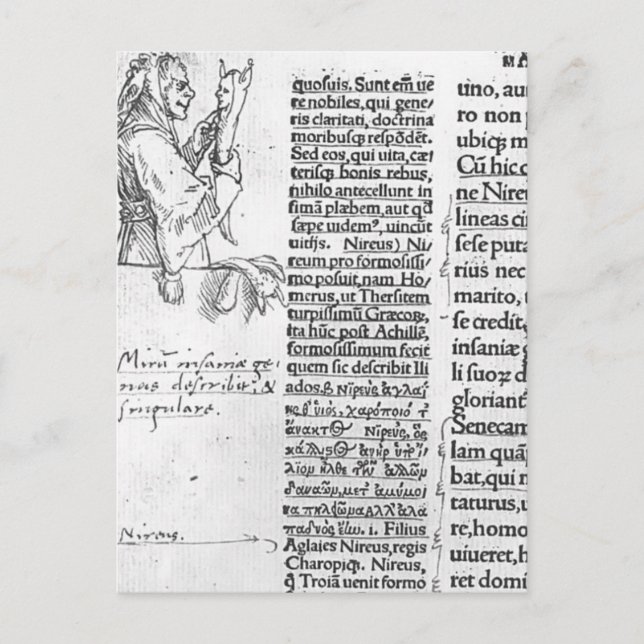 Hans Holbein - Marginalillustration för Erasmus Vykort (Framsida)