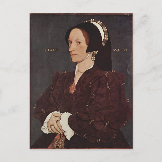 Hans Holbein- Porträtt av Margaret Wyatt, Dam Lee Vykort (Framsida)