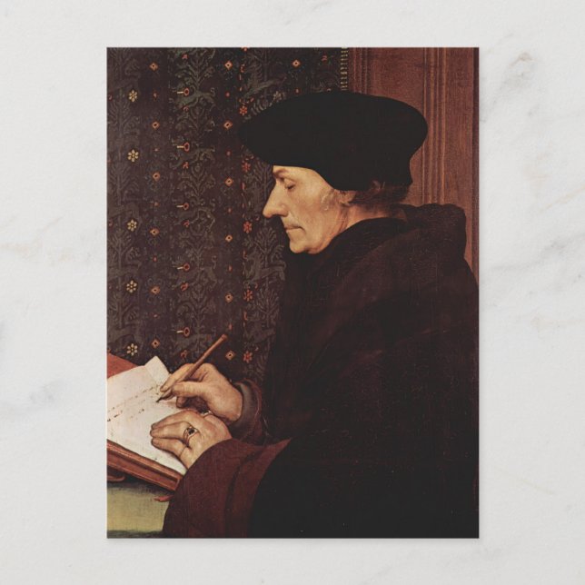 Hans Holbein - Porträtt of Desiderius Erasmus Vykort (Framsida)