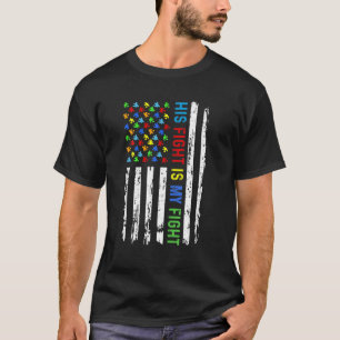 Hans kamp är min amerikanska Flagga Pusle Autism T Shirt