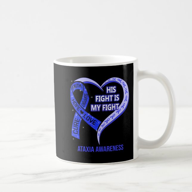 Hans kamp är min kamp Ataxi Awareness Blue Ribbon Kaffemugg (Höger)