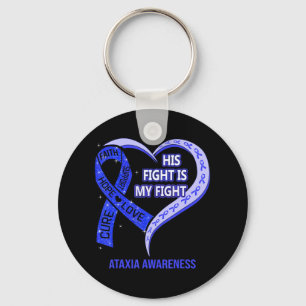 Hans kamp är min kamp Ataxi Awareness Blue Ribbon Nyckelring