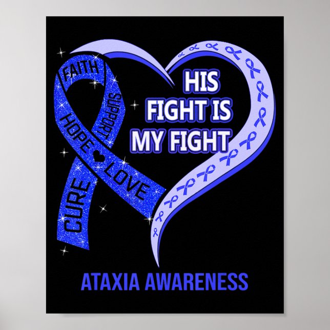 Hans kamp är min kamp Ataxi Awareness Blue Ribbon Poster (Framsidan)